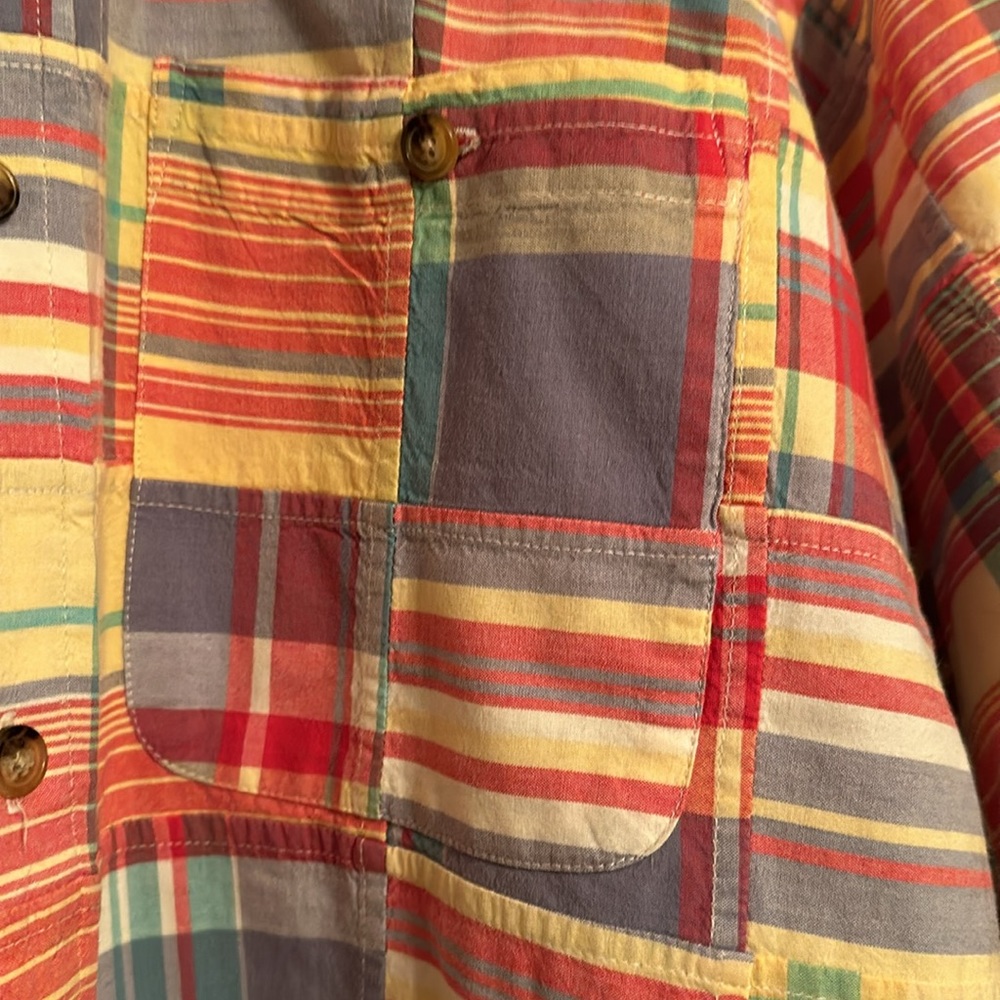 Orvis Madras Plaid Patchwork, Button-Down, Short … - image 3